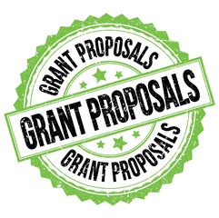 GRANT PROPOSALS text on green-black round stamp sign