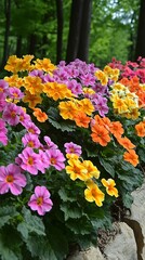 Multicolored Flowerbed in a Park Setting
