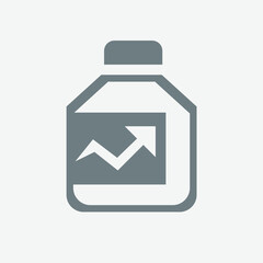 Vitamin supplement bottle icon representing health nutrition and wellness care