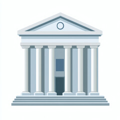 Classic Building Illustration with Columns and Steps  