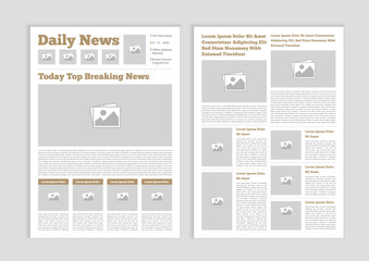 News column articles newsprint magazine design. Newspaper layout template.  Brochure newspaper sheets. Editorial journal vector template design