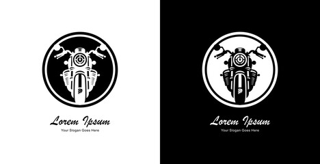 Fototapeta premium Motorcycle logo design with front view and combined with a circle