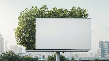 Fototapeta premium Endangered species on a billboard in front of a polluted cityscape, raising awareness of human impact on biodiversity.