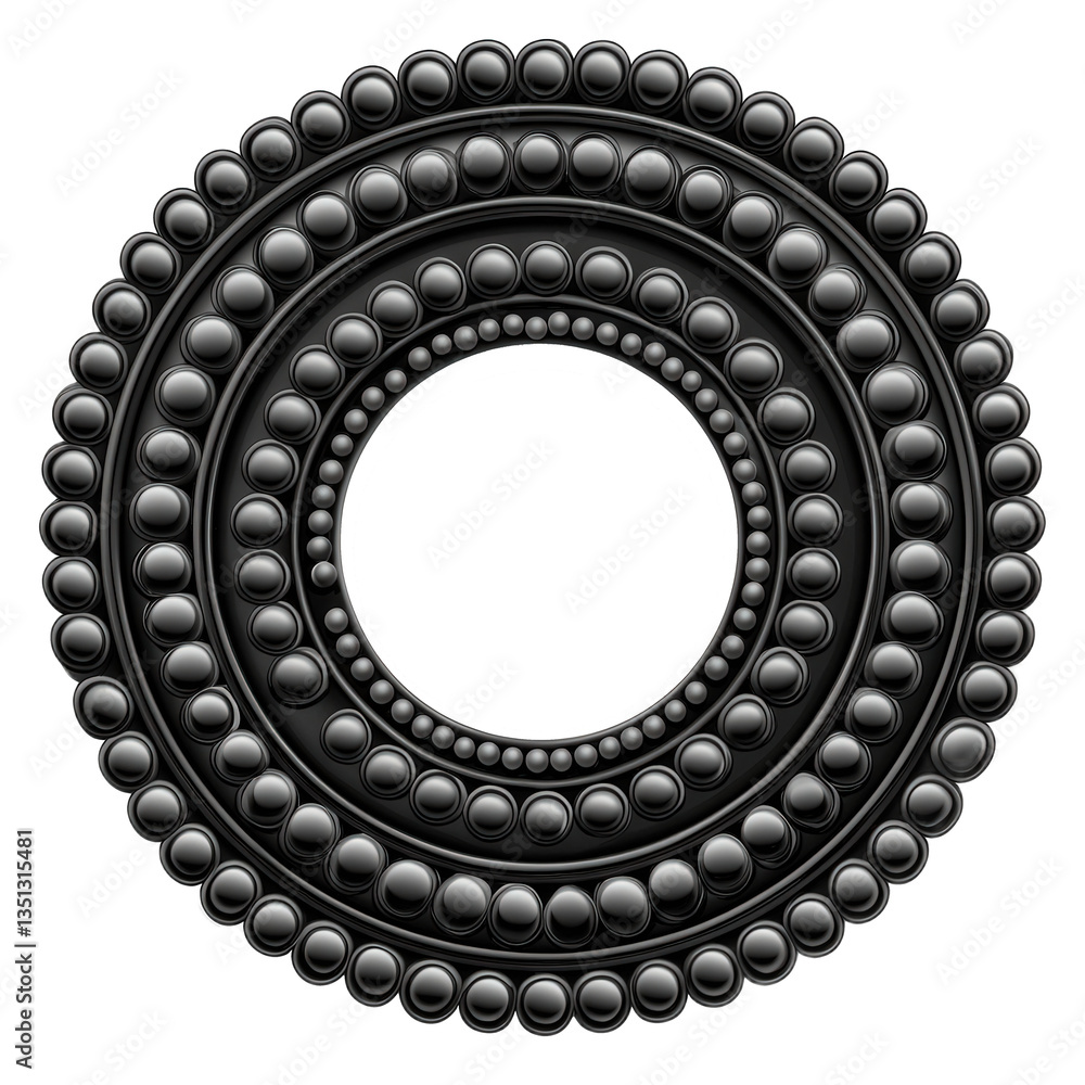 Poster intricate black circular design with beads and patterns for backgrounds and textures in modern digit