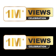 Download this Views Celebration Thumbnail Golden Banner Set 1M, 1 Million Views, 1M Views, 1M Views eps vector file11