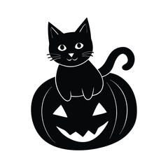 black cat with yellow pumpkin