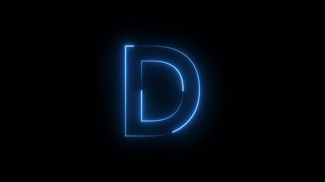 The "Neon D" text icon animation features a glowing letter "D" that pulses and flickers with vibrant neon colors, creating a captivating, energetic visual effect.
