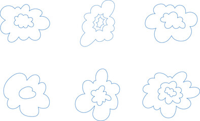 Abstract linear flower. Set of hand drawn doodle flower. Vector illustration 