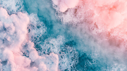 Fototapeta premium Scenic view of clouds and water displaying vibrant color blend captured in soft morning light for a beautiful natural landscape.