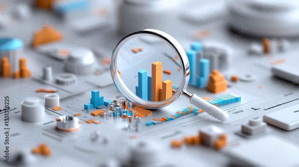 Aufkleber a magnifying glass is on top of a city map with buildings and other objects