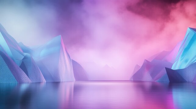 futuristic digital landscape illuminated by vivid colors and abstract geometric patterns representing concept of nfts