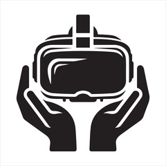 Virtual Reality Headset Icon: Hands Holding VR Device for Innovation, Technology, and Gaming