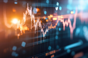 Stock market graph with glowing data and financial analysis