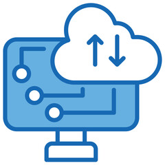 Cloud Computing Blue White Icon