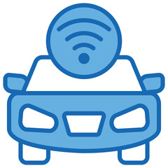 Autonomous Vehicle Blue White Icon