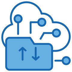 Cloud Storage Blue White Icon
