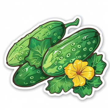 green cucumbers with yellow flower clip art preview