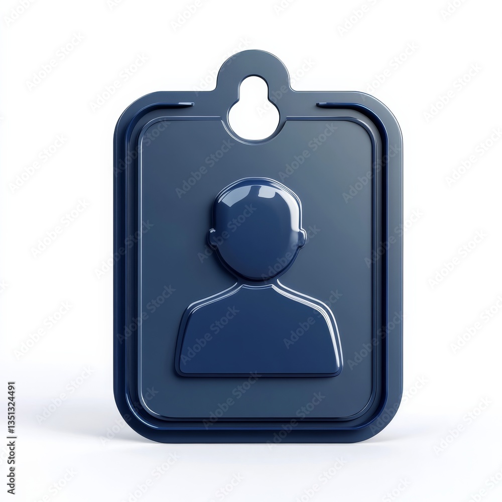 Poster blue profile icon tag for user account or contact card in minimalist style - 3d render