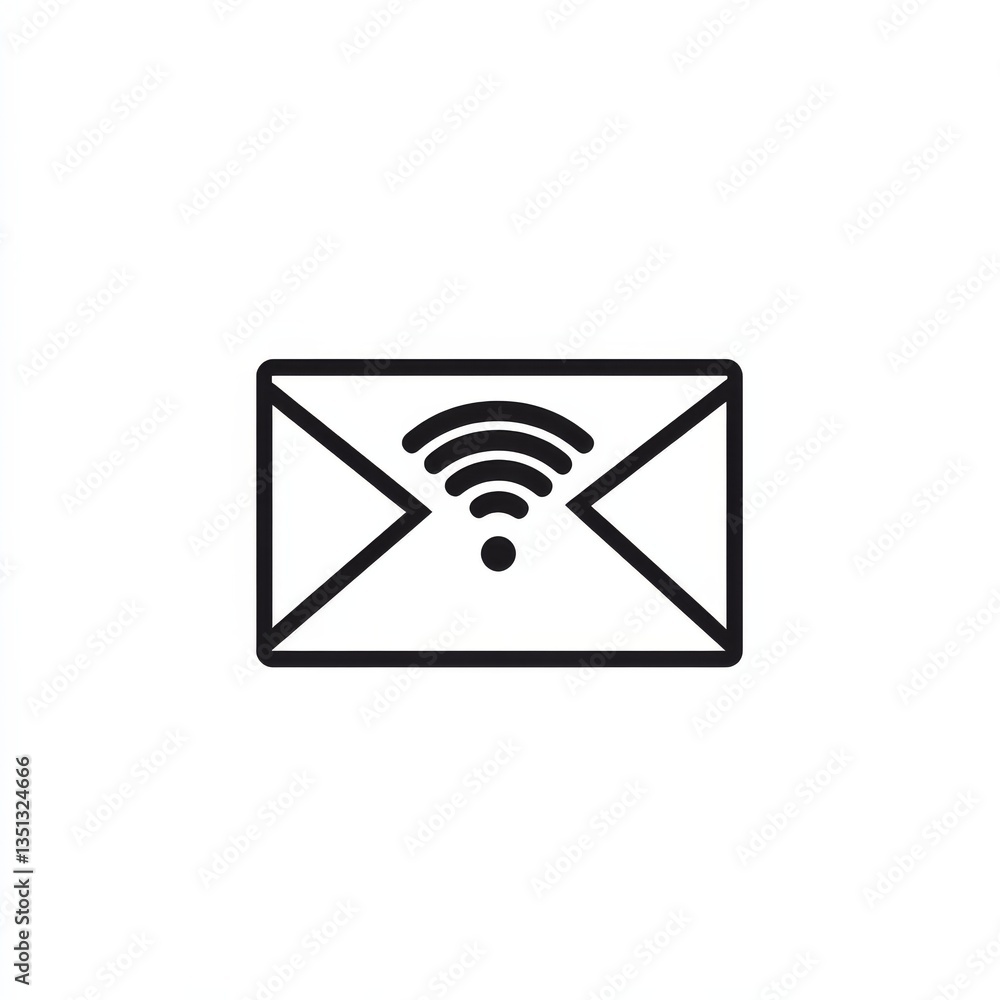 Poster Connected Communication: A Mail Envelope with a Wireless Signal Icon Graphic Design.