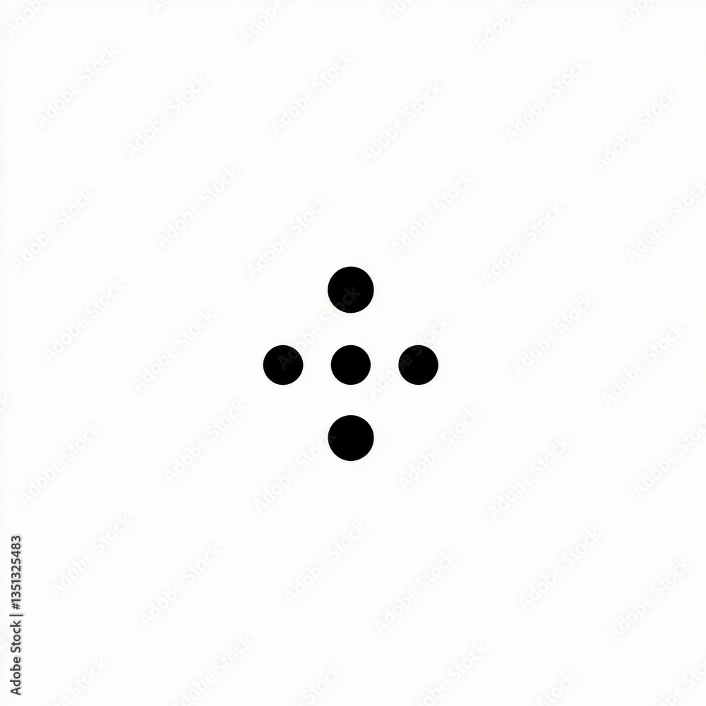 Poster minimalist cross: a simple geometric design of five black dots on a clean white background