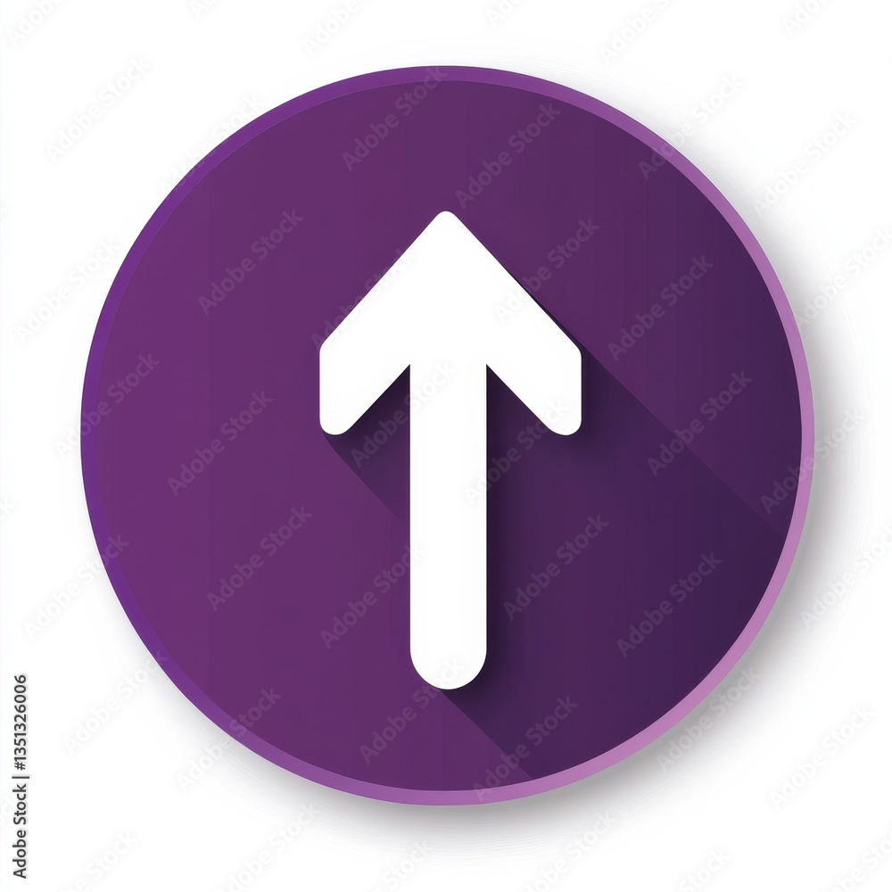 Aufkleber Purple Circle with White Arrow Pointing Up: A Navigation Icon for Uploading Data