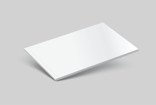 Vector realistic 3d landscape magazine mockup with white blank covers template on background. For the business presentation magazine, notebook, booklet, brochure, catalogue or a publisher advertising
