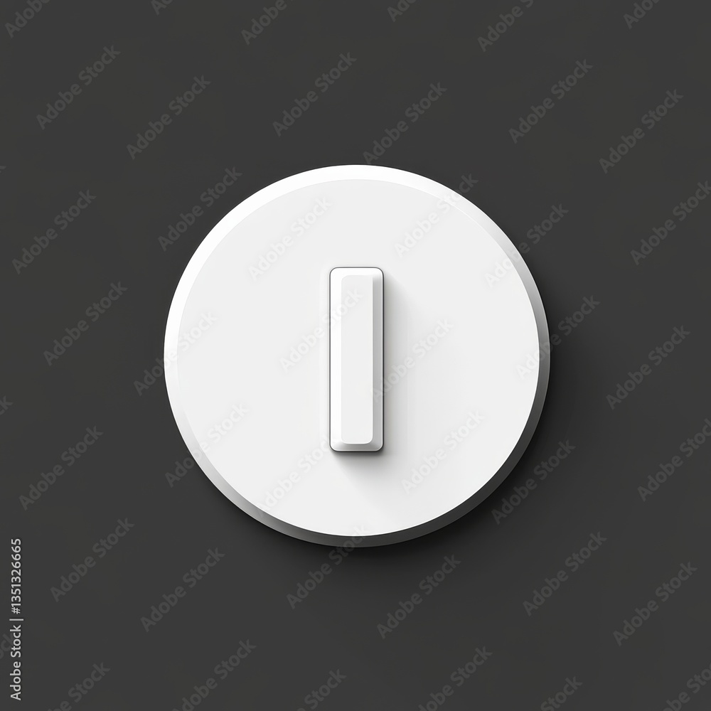 Poster white modern power button on dark gray background - minimalist style with shadows