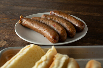 A view of a plate of chicken sausage.