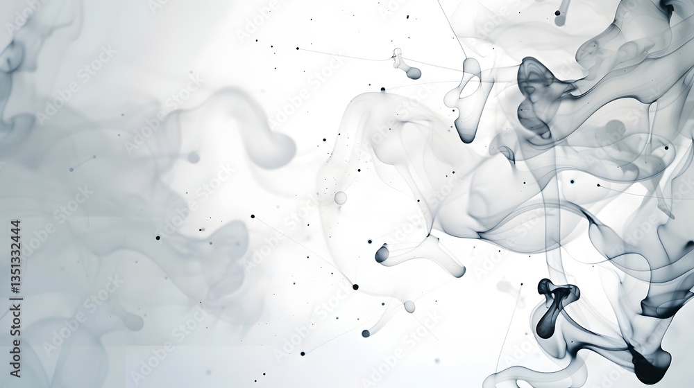 Poster dramatic abstract ink blot pattern with dynamic overlapping organic shapes and fluid expressive spla