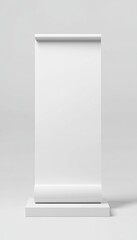 Freestanding roll-up poster mockup with a blank white screen, perfect for advertising campaigns, corporate branding, and trade fair promotions