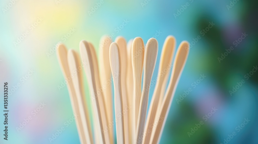 Poster A close-up view of multiple toothbrushes arranged together, ideal for use in dental or health-related contexts