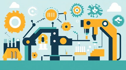 Lab automation, research, process, gears, background