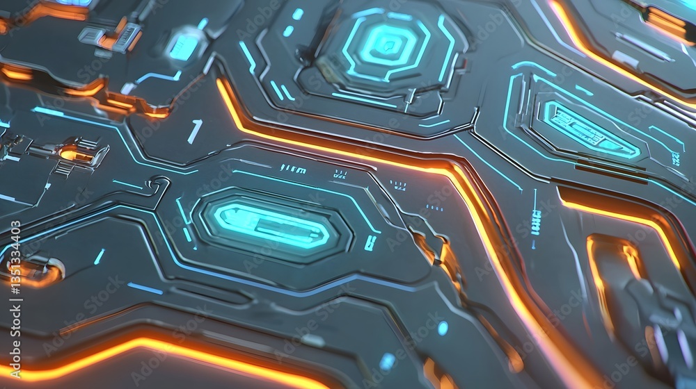 Poster futuristic 3d e commerce platform powered by ai seamless checkout experience robotic warehouse inter