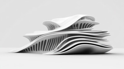 White futuristic building render