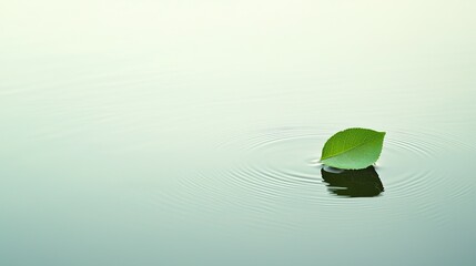 Single Leaf on a Calm Water Surface
