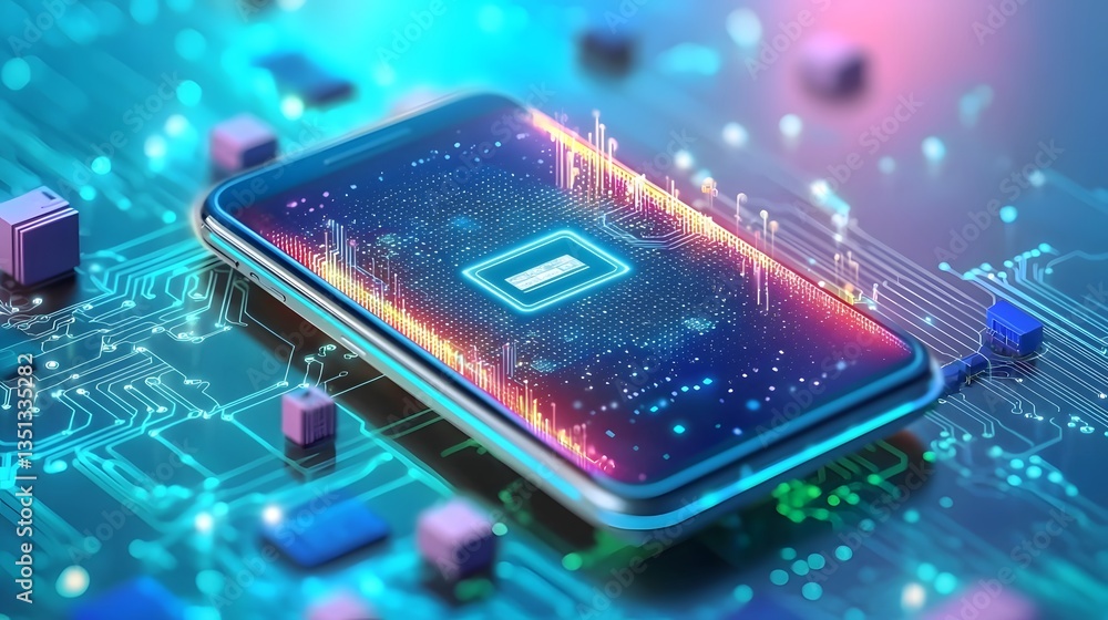 Poster futuristic ai powered mobile commerce hub with personalized product recommendations seamless checkou