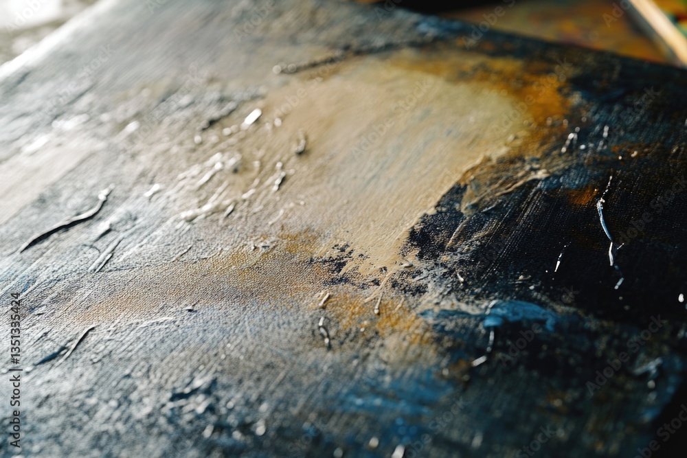Poster a close-up view of a wooden surface with water droplets or splashes