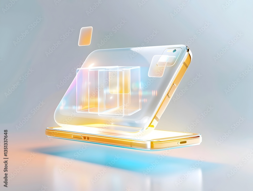 Aufkleber futuristic transparent smartphone with a sleek floating design above a minimalist white background f