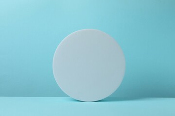 White podium on a blue background