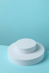 White podiums on a blue background