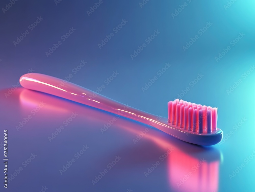 Poster a pink toothbrush sits on a blue surface, perfect for adding a pop of color to your still life photo