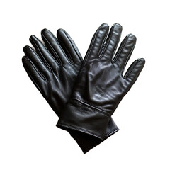 black leather gloves isolated on transparent background