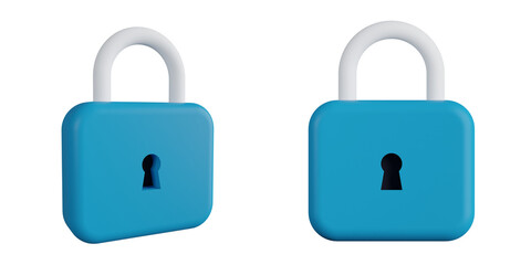 3D Icon: Lock with Blue Body and White Shackle