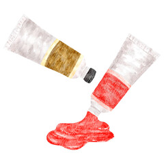 Watercolor Paint Tube Illustration. Open Paint Tube with Color Splash Watercolor Illustration