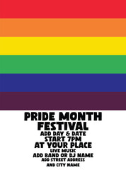 Pride month festival poster flyer or social media post design