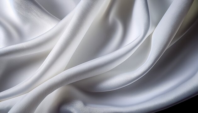 a white fabric draped and flowing in a soft abstract form the texture and folds of the material are highlighted by the subtle interplay of light and shadow