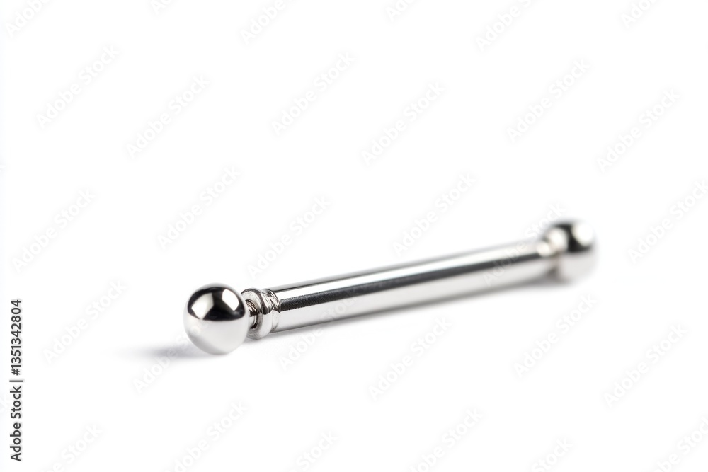 Poster a single silver ball against a clean white background, ideal for use in minimalist designs and illus