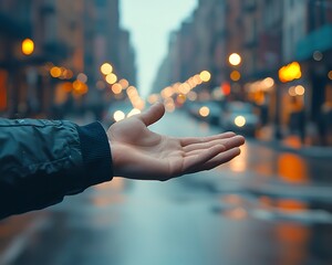 Open Hand City Street Night