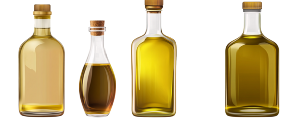 bottles of cooking oil isolated on a transparent background, PNG