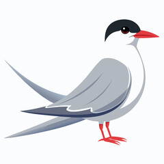 Vector illustration of a red bird perched on a branch in a winter setting